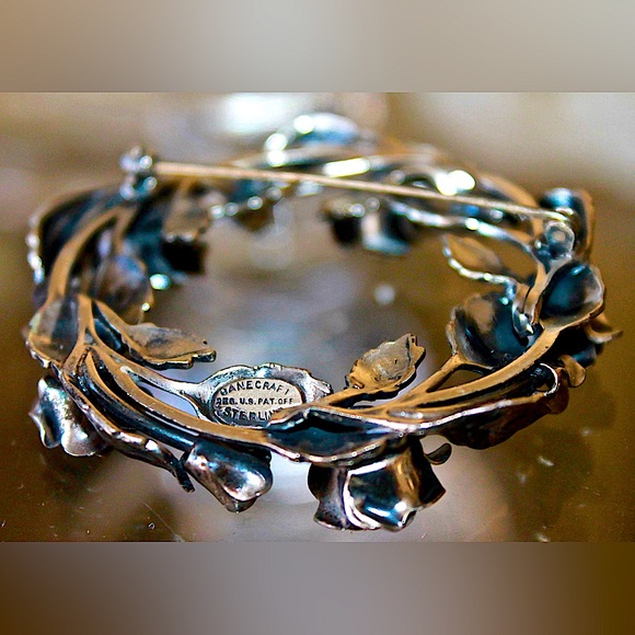 DANECRAFT STERLING ROSE 🥀 ROUND WREATH VINTAGE BROACH - Picture 7 of 7